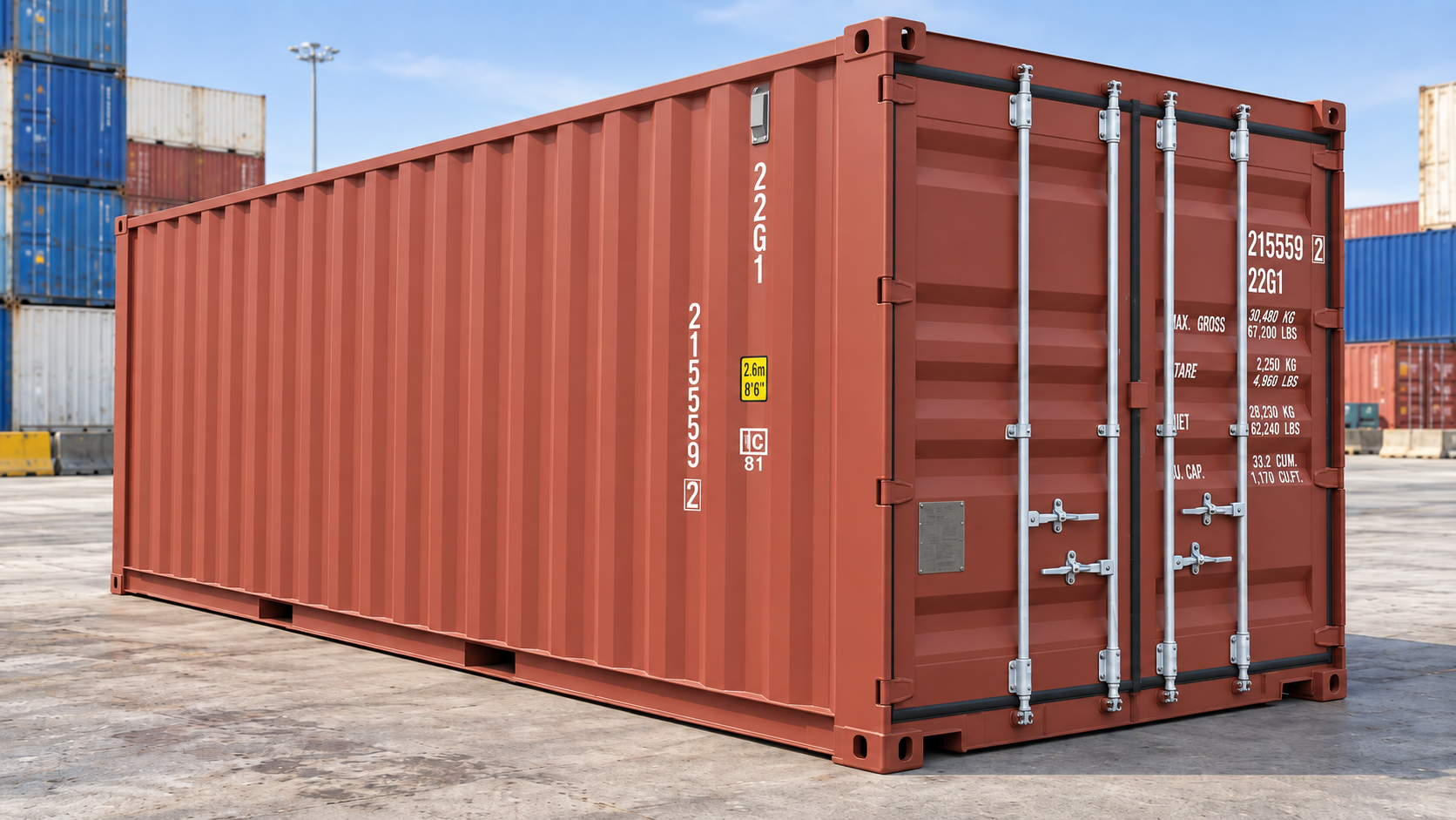 Container 20 piedi per stoccaggio e trasporto, con doppia porta frontale